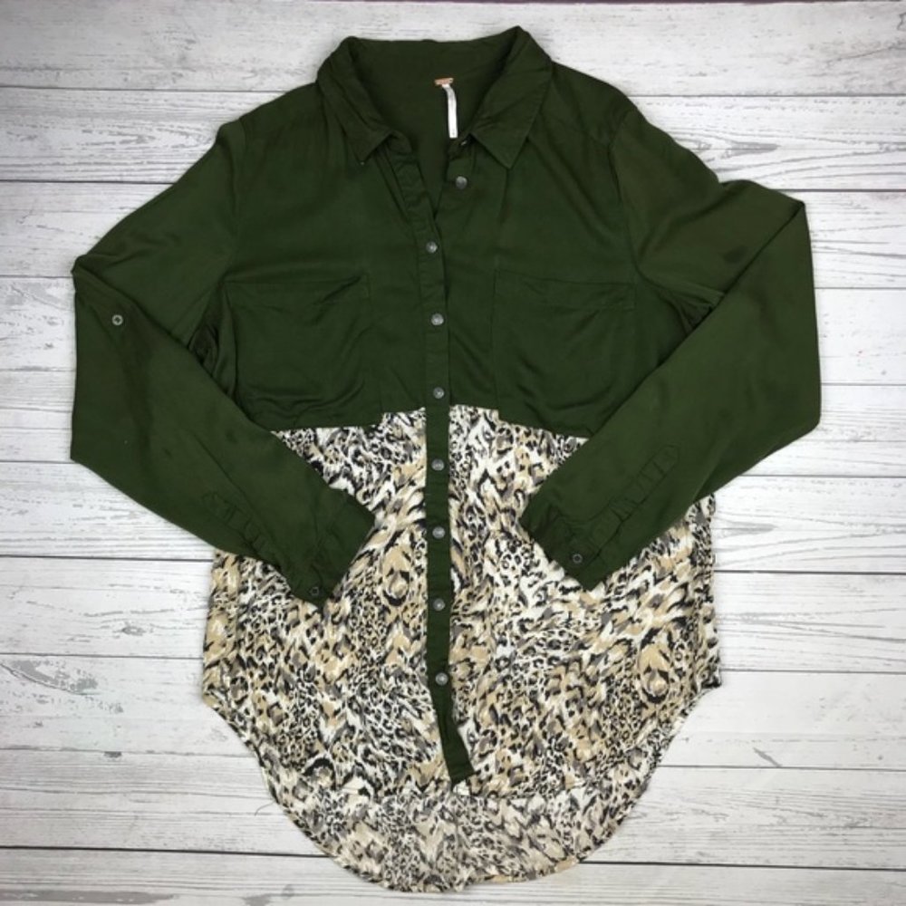 Free People Leopard Button Down